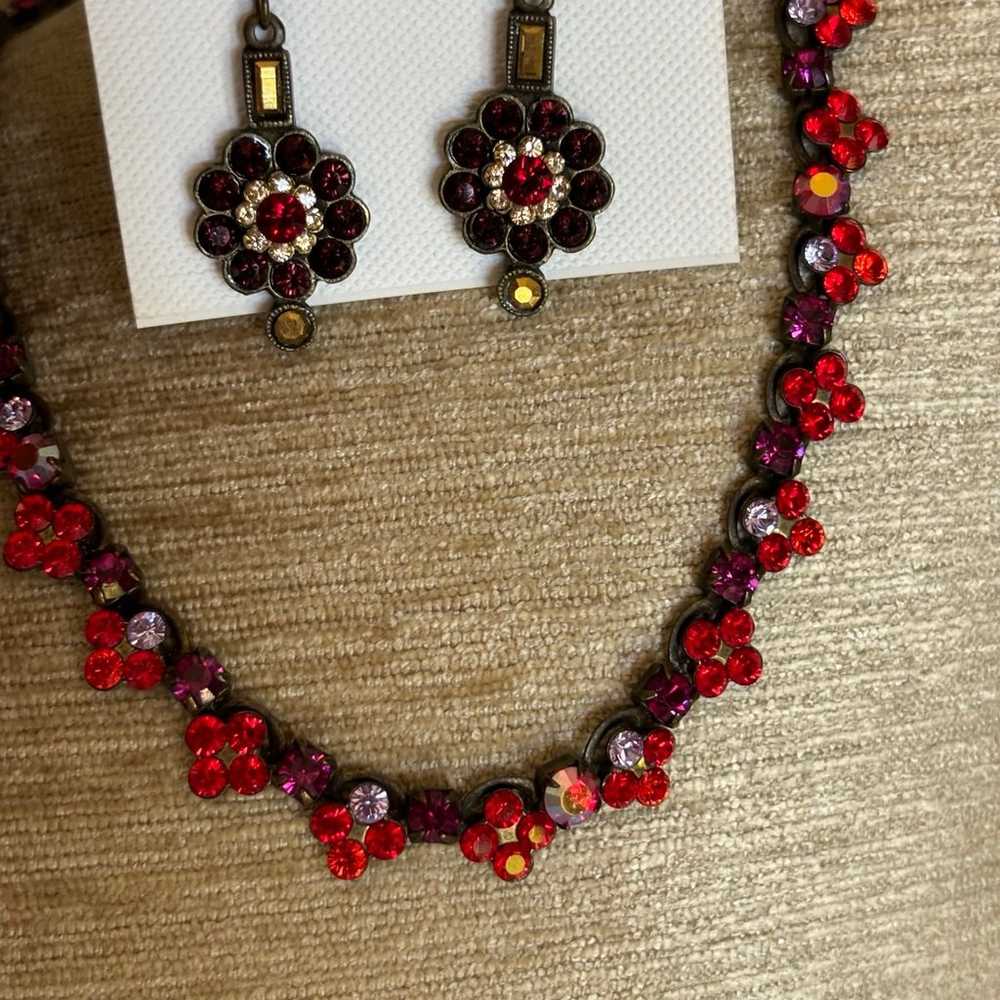 Sorrelli Red Pink Swarovski Crystal Necklace - image 7