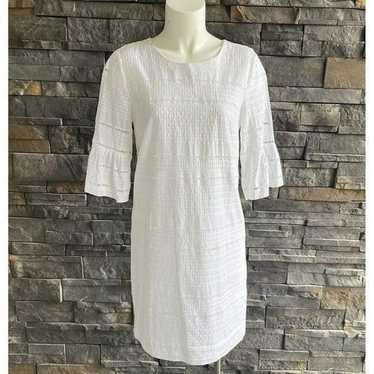 J. Crew Flutter Sleeve Eyelet Shift Dress White S… - image 1