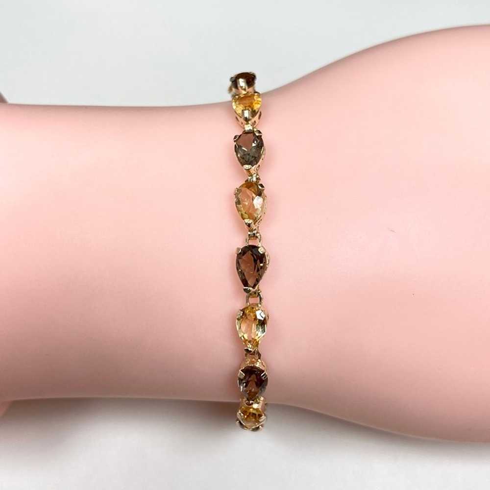 10k Solid Yellow Gold Genuine Citrine & Smoky Qua… - image 4