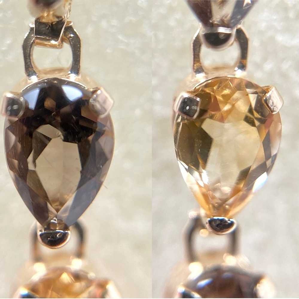 10k Solid Yellow Gold Genuine Citrine & Smoky Qua… - image 5