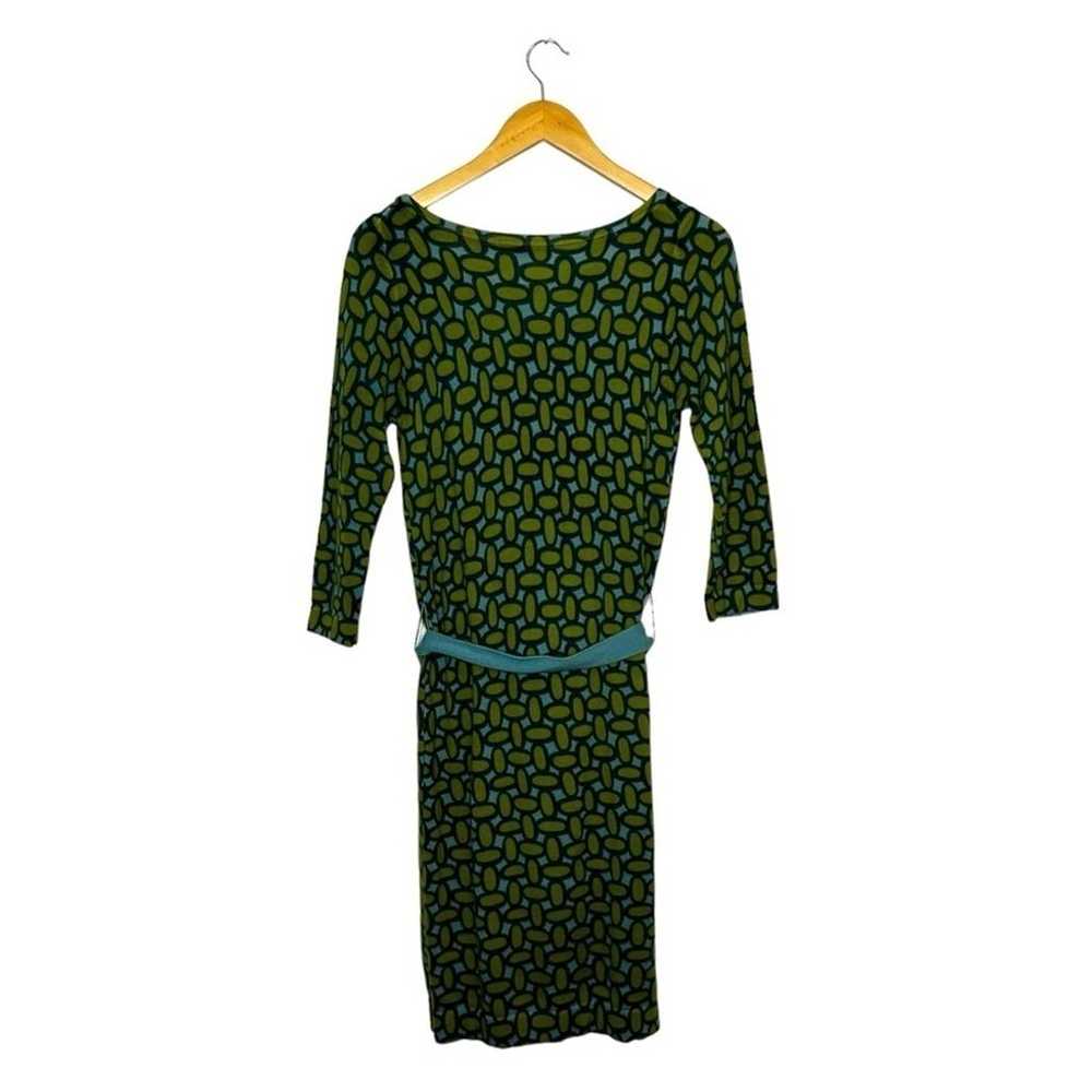 Boden Retro Green Blue Long Sleeve 100% Wool Art … - image 10