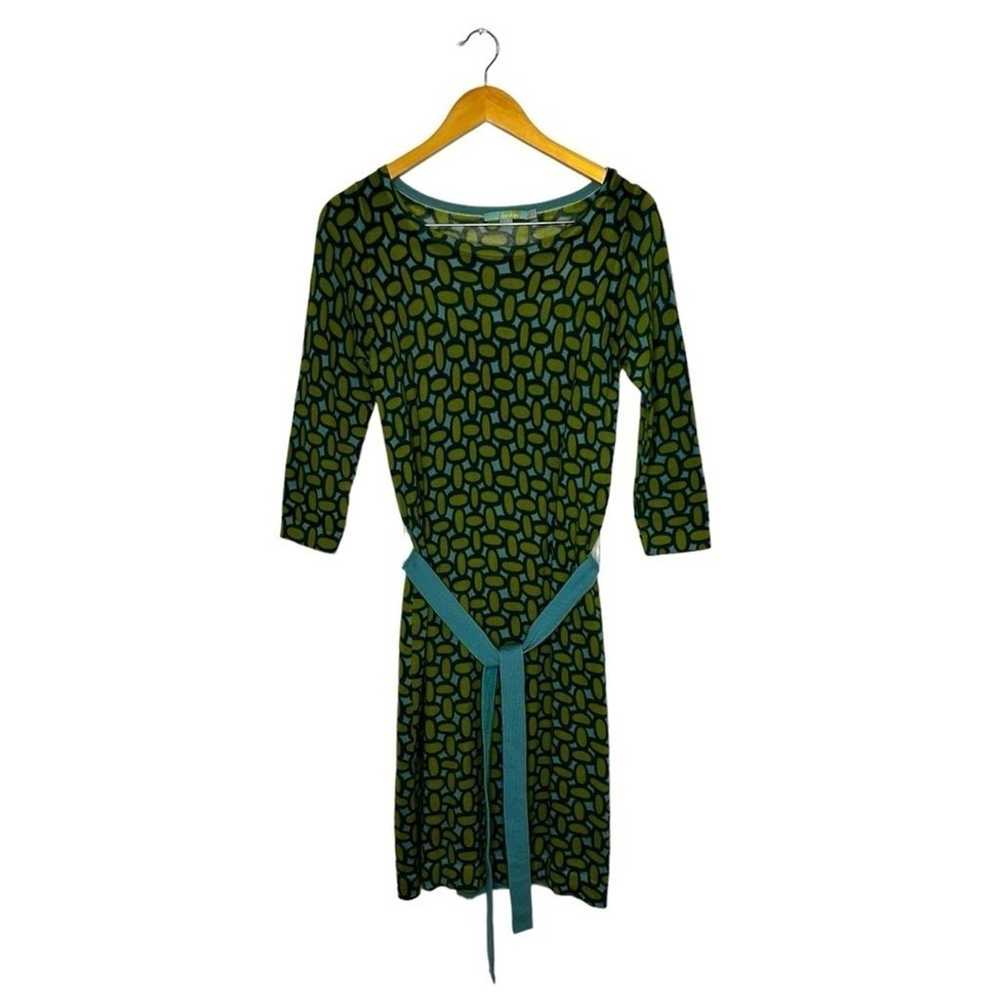 Boden Retro Green Blue Long Sleeve 100% Wool Art … - image 4