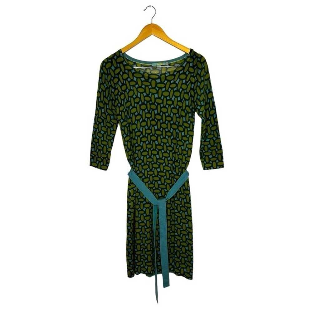 Boden Retro Green Blue Long Sleeve 100% Wool Art … - image 6