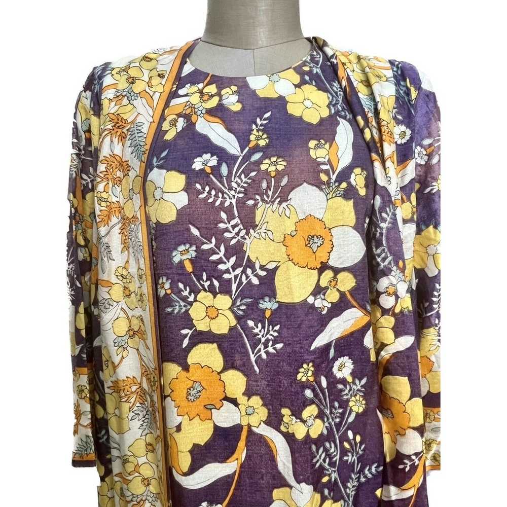 VTG Loungewear Layered Floral Wrap Dress & Coat R… - image 7