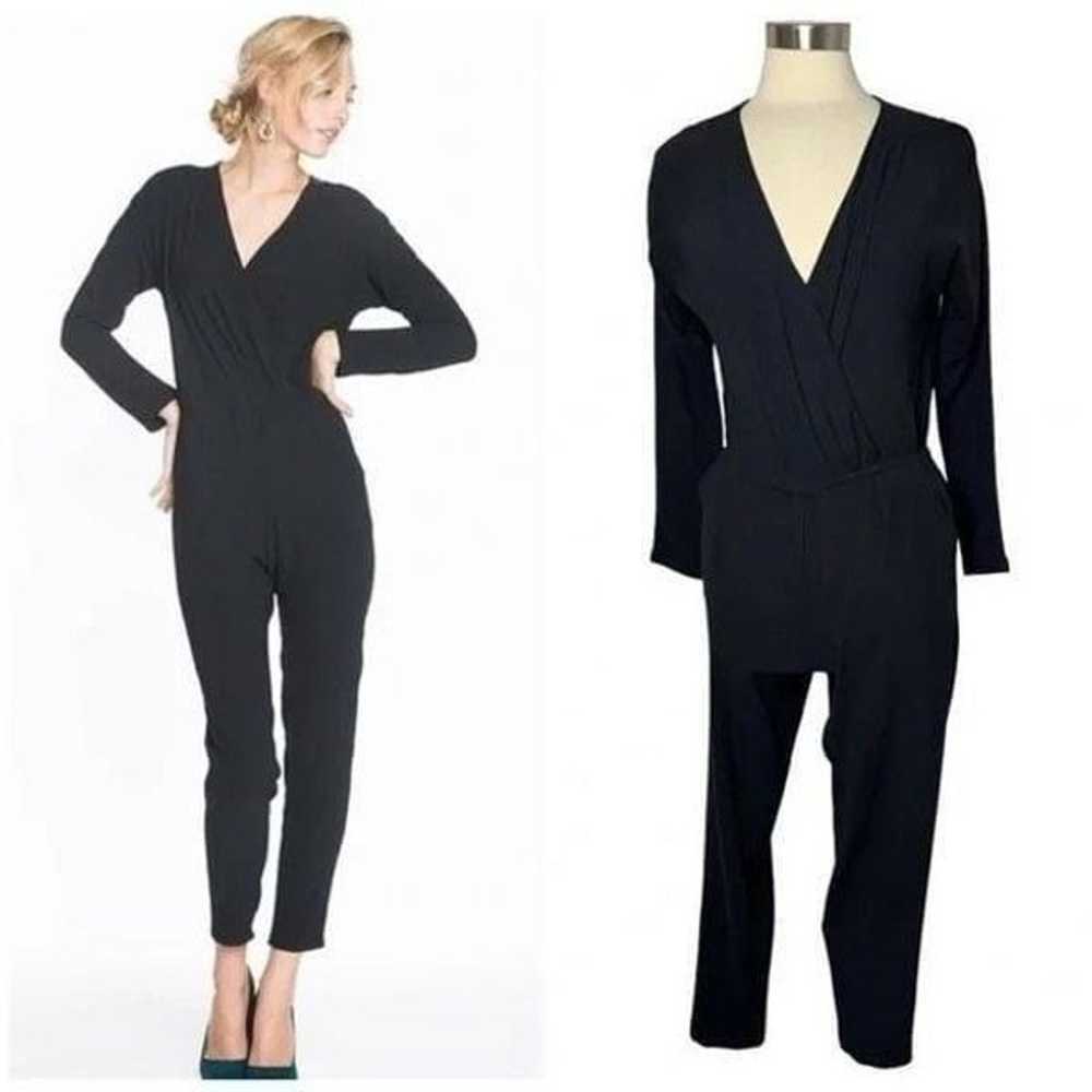 Marine Layer Nellie Black Crepe Jumpsuit Sz M Poc… - image 2