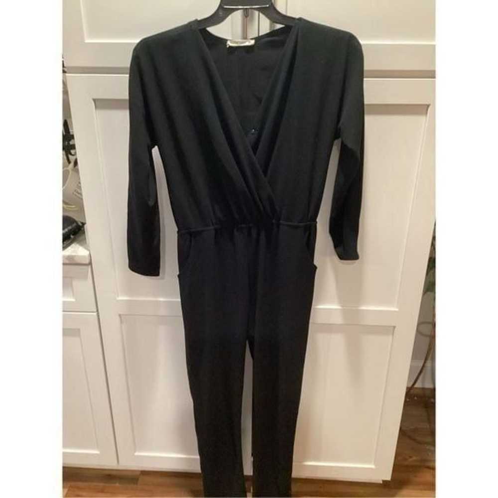 Marine Layer Nellie Black Crepe Jumpsuit Sz M Poc… - image 3