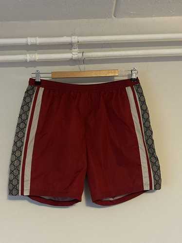 Gucci Red Nylon Swim Shorts with Signature GG Stri