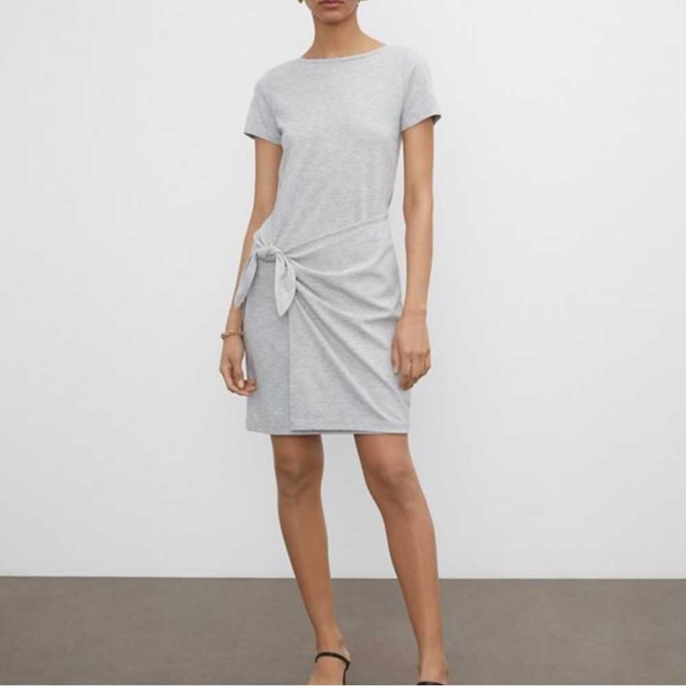 Club Monaco Twansia Grey Tie Front Dress Short Sl… - image 1