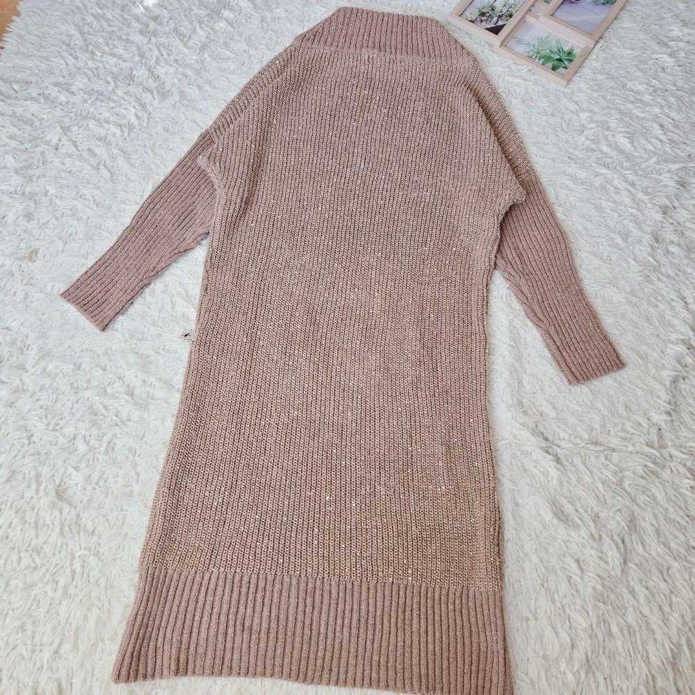 【Vintage】High Neck Sequin Knit Dress M-L Wool Ble… - image 3