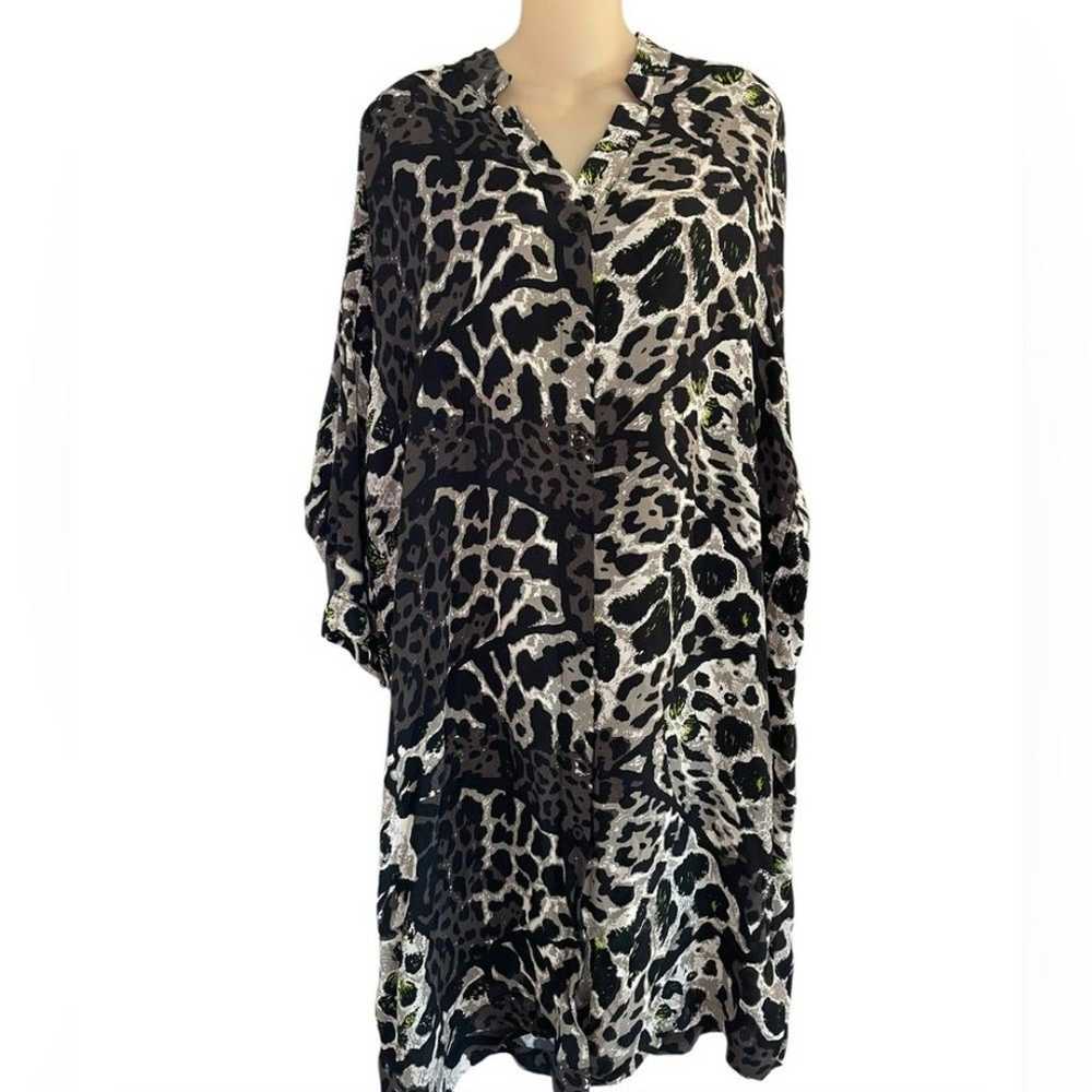 Masai Animal Print Shirt Dress Oversized Button F… - image 2