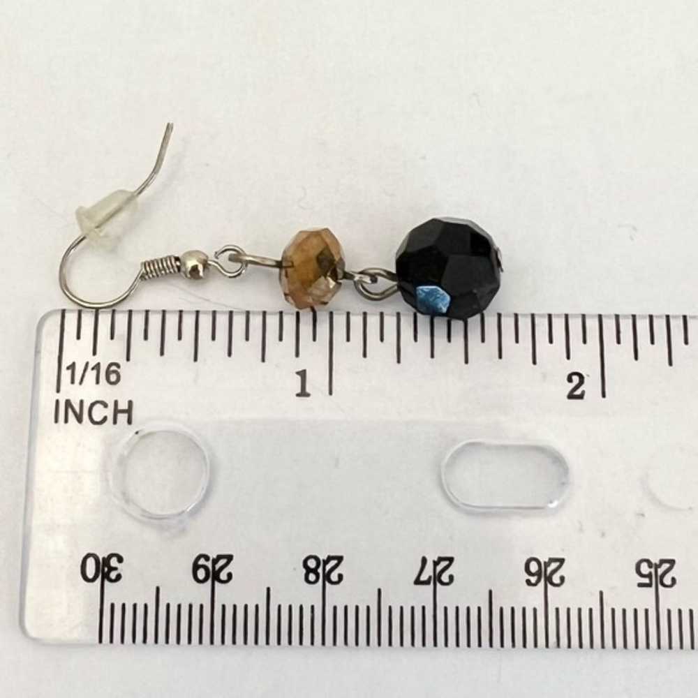 Y2K Vintage Black Bronze Faceted Bead Drop Earrin… - image 3