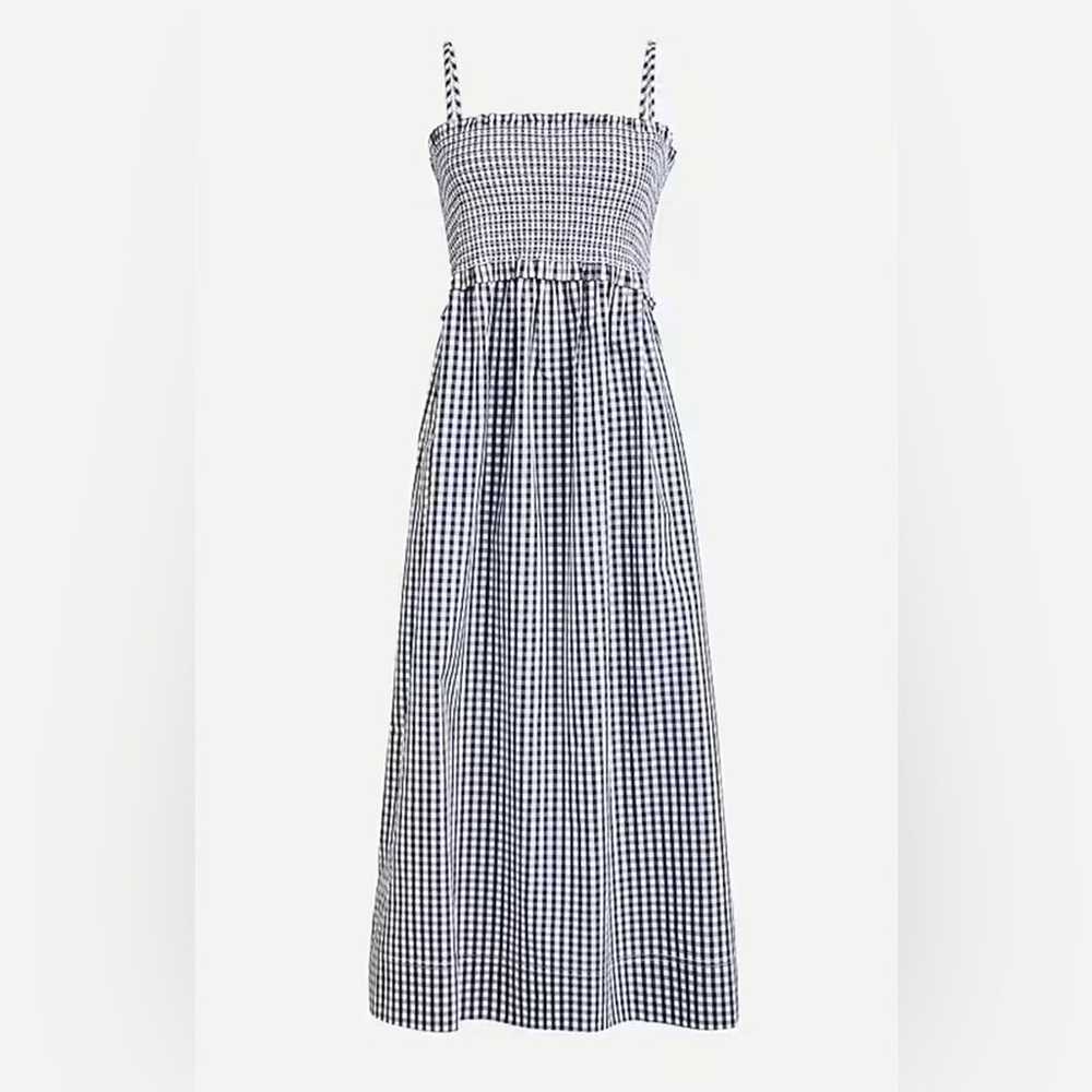 J. crew Smocked cotton poplin midi dress in gingh… - image 1