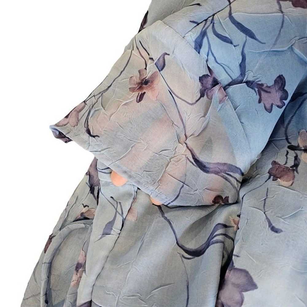 Vintage 90s Sz 6 Purple Crinkle Chiffon Floral Ma… - image 9