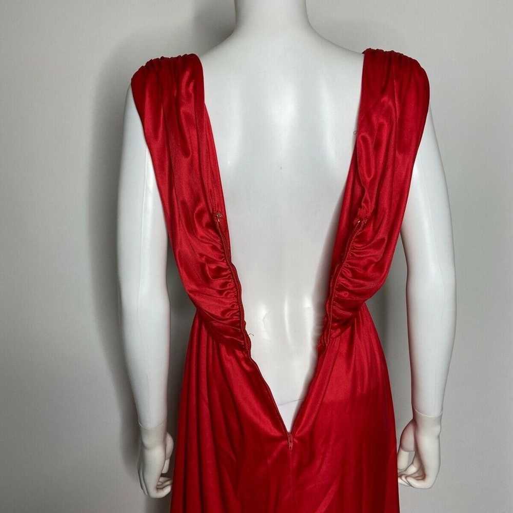 True Vintage Womens Red Ruched Gathered V Neck Mi… - image 2