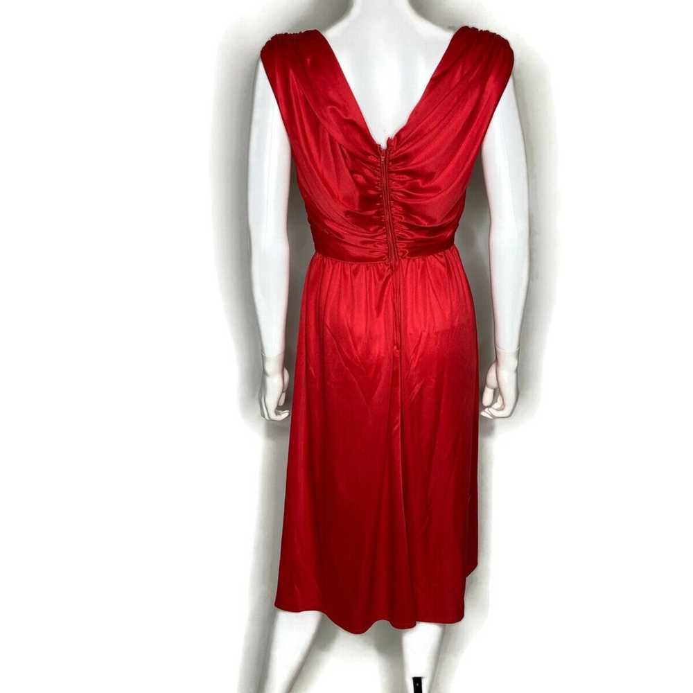 True Vintage Womens Red Ruched Gathered V Neck Mi… - image 3