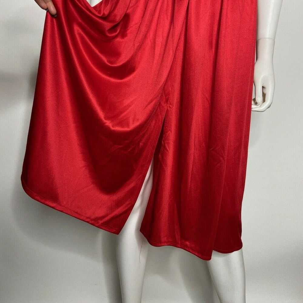 True Vintage Womens Red Ruched Gathered V Neck Mi… - image 4