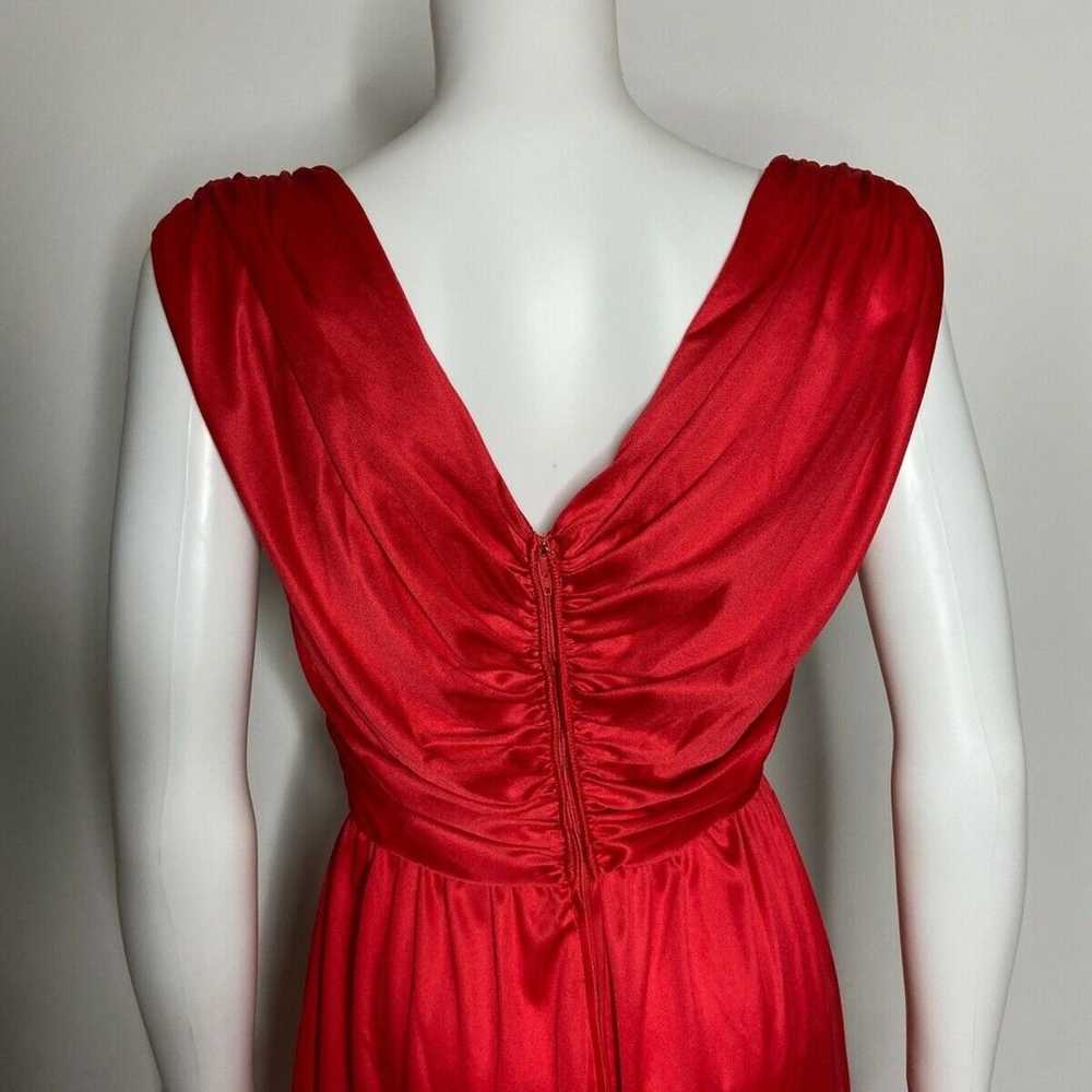 True Vintage Womens Red Ruched Gathered V Neck Mi… - image 5