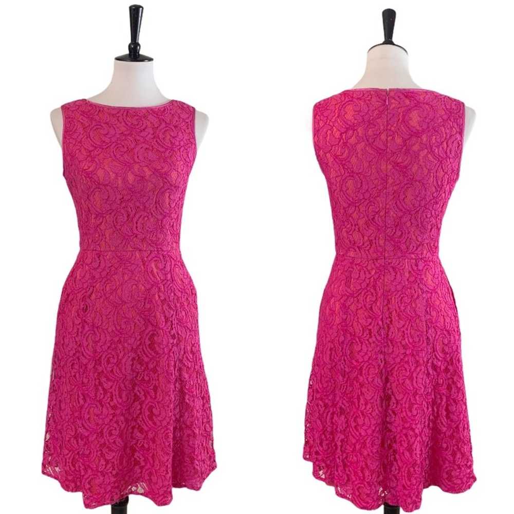 Adrianna Papell Party Dress Fuchsia Pink Lace A-l… - image 10