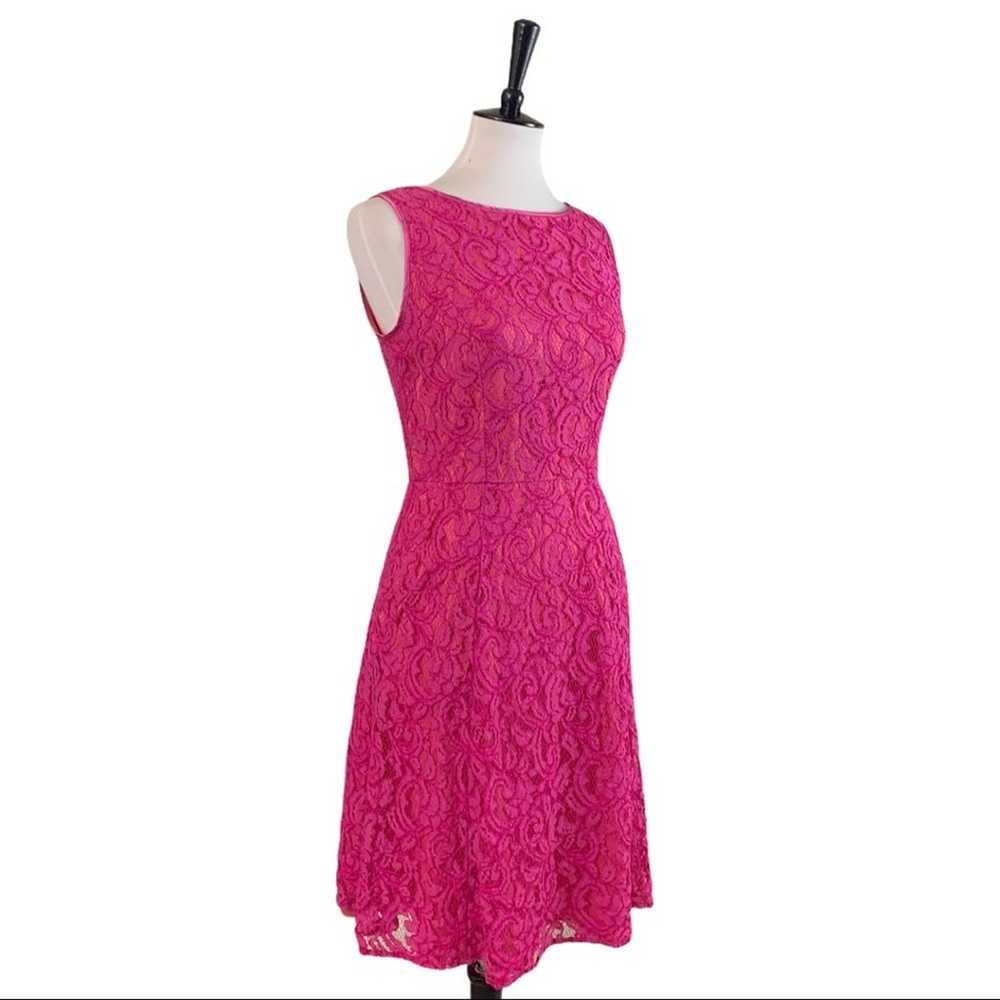 Adrianna Papell Party Dress Fuchsia Pink Lace A-l… - image 2