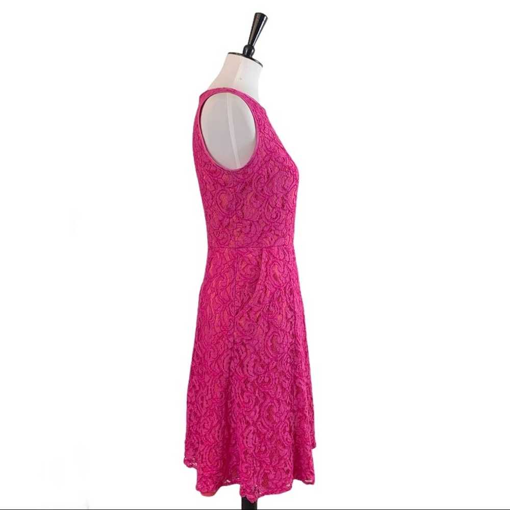 Adrianna Papell Party Dress Fuchsia Pink Lace A-l… - image 3