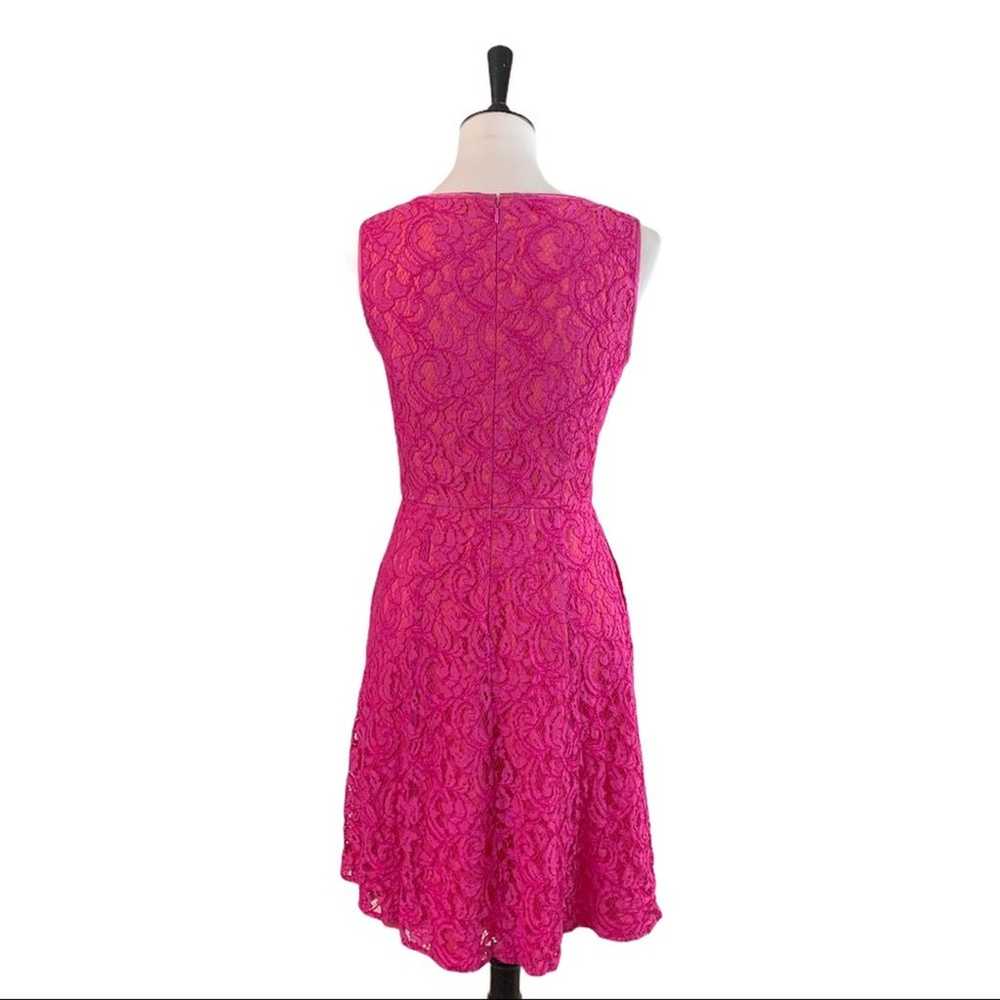 Adrianna Papell Party Dress Fuchsia Pink Lace A-l… - image 4