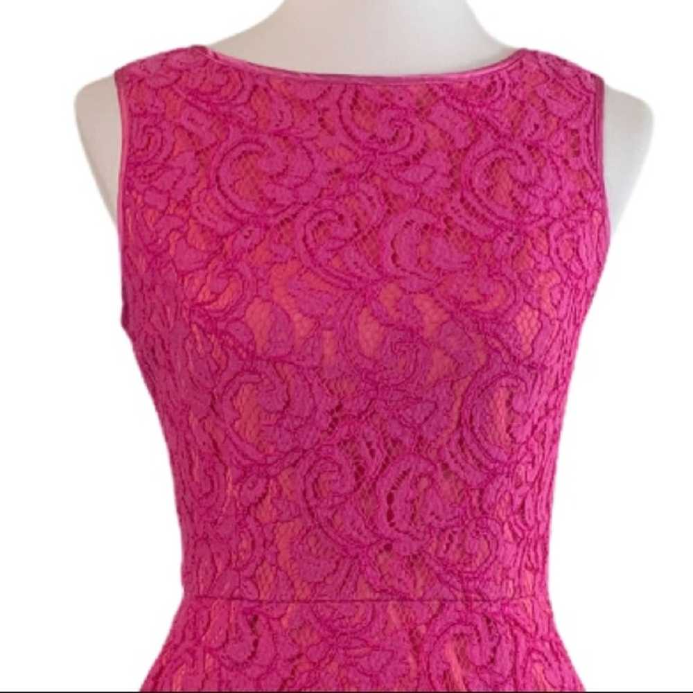 Adrianna Papell Party Dress Fuchsia Pink Lace A-l… - image 5