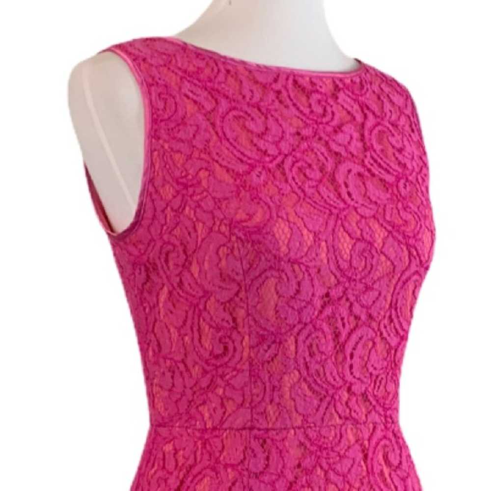 Adrianna Papell Party Dress Fuchsia Pink Lace A-l… - image 6