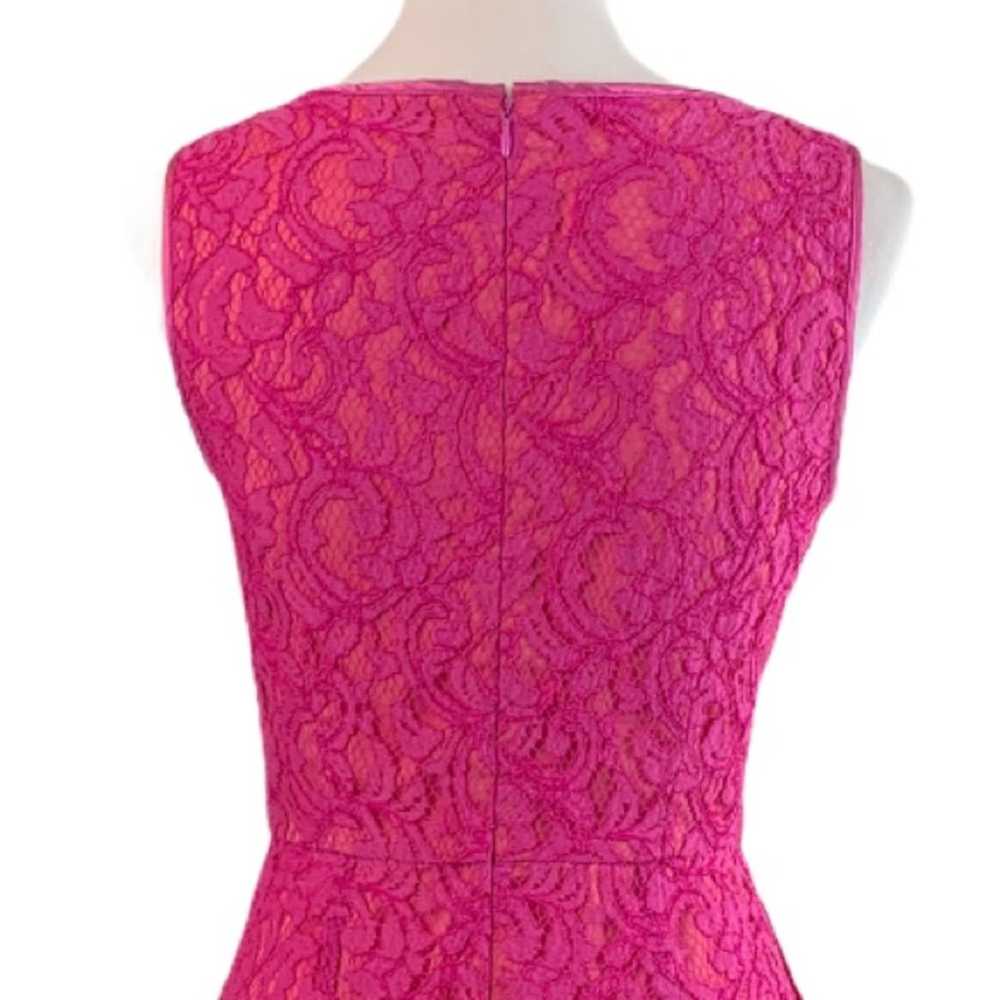 Adrianna Papell Party Dress Fuchsia Pink Lace A-l… - image 8