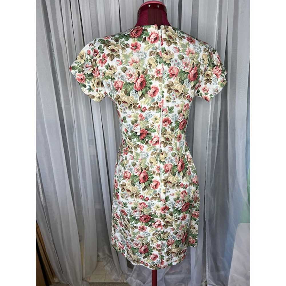 Dress floral rose pink yellow green - image 4