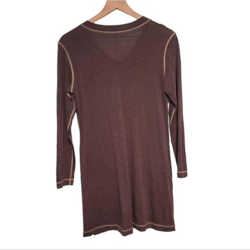 Title Nine Brown 100% Merino Wool Athletic Long S… - image 2