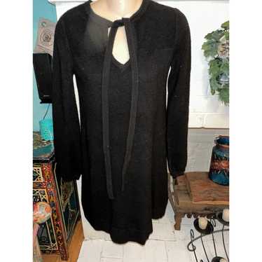 VINTAGE BLACK CASHMERE LONG SLEEVED DRESS S/M - image 1