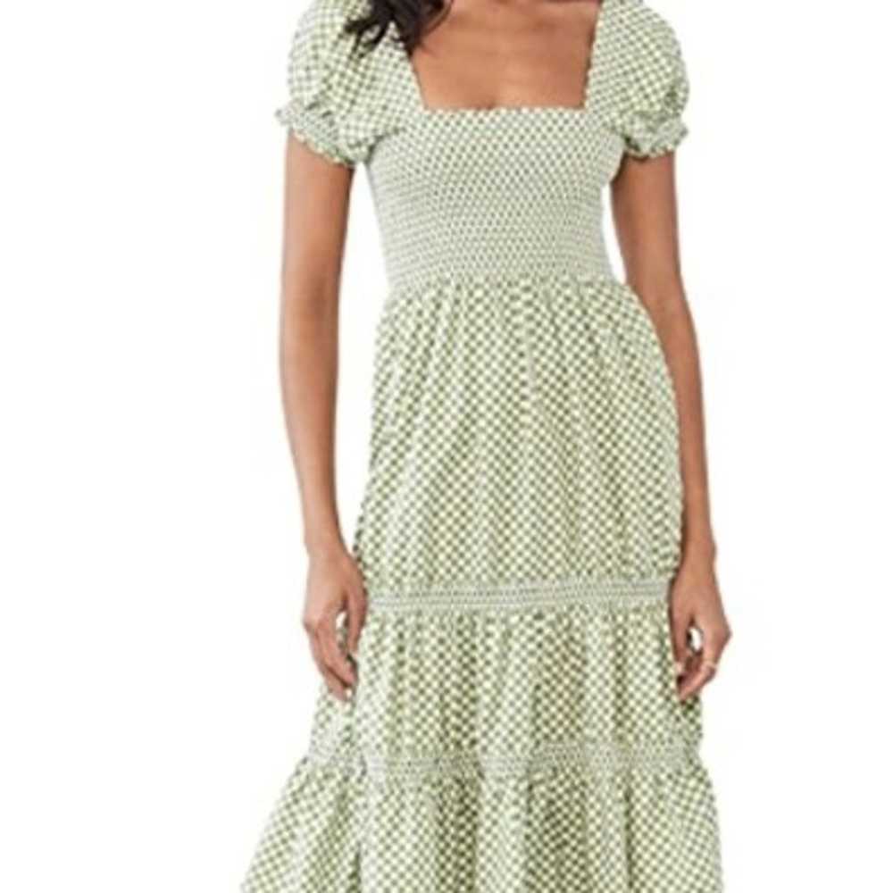 o.p.t Green Gingham Womens Dress Size Small Cotta… - image 1