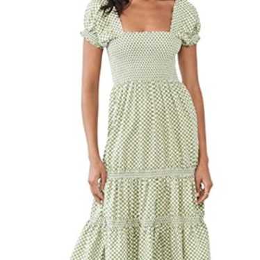 o.p.t Green Gingham Womens Dress Size Small Cotta… - image 1