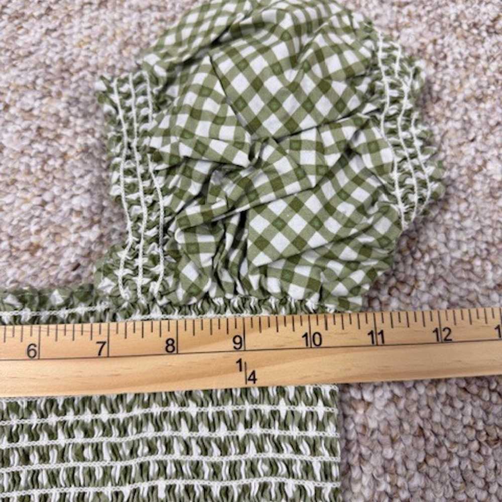 o.p.t Green Gingham Womens Dress Size Small Cotta… - image 6