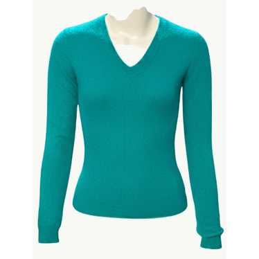 Uniqlo Uniqlo Cashmere Teal V Neck Long Sleeve Sw… - image 1