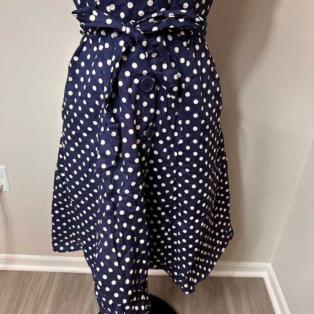 Mlle Gabrielle Navy Polka Dot Tie Dress in Size M… - image 3