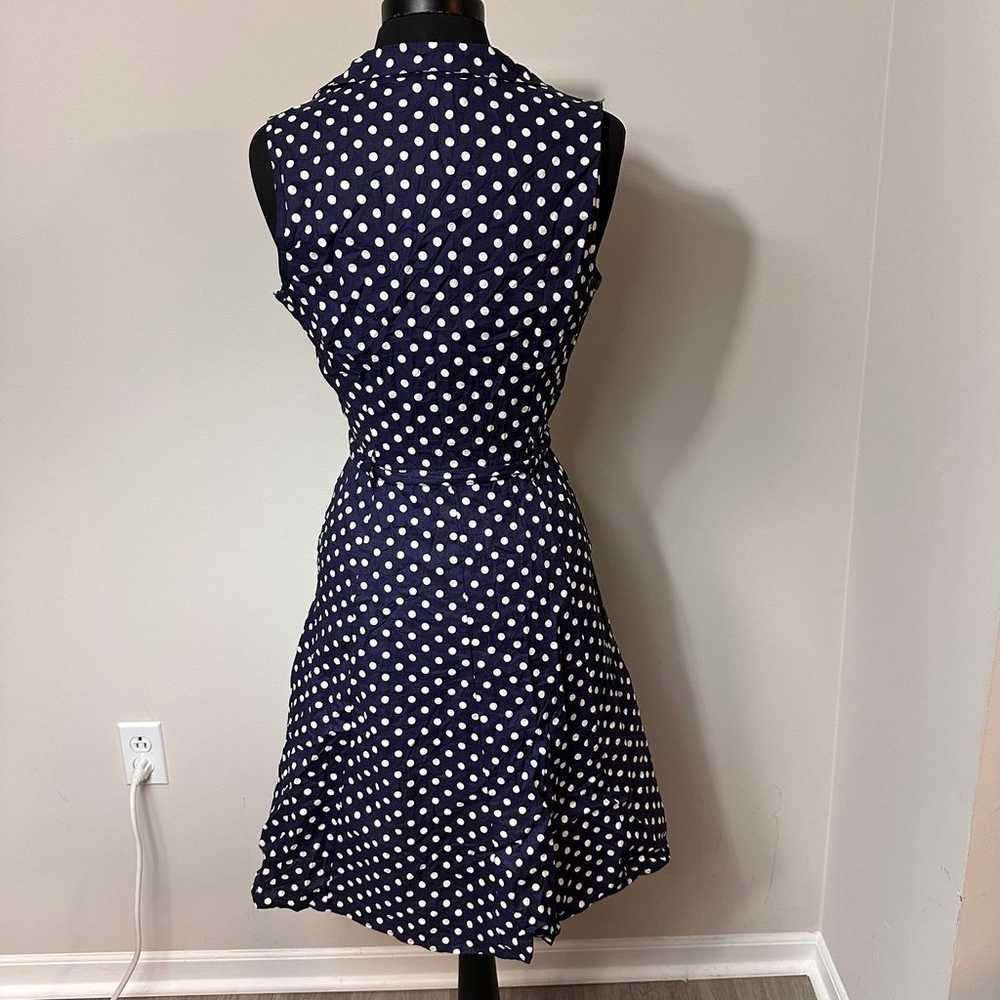 Mlle Gabrielle Navy Polka Dot Tie Dress in Size M… - image 4