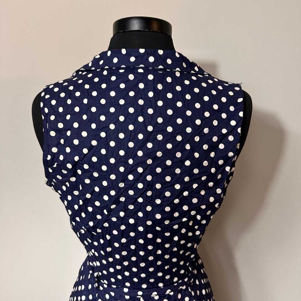 Mlle Gabrielle Navy Polka Dot Tie Dress in Size M… - image 5