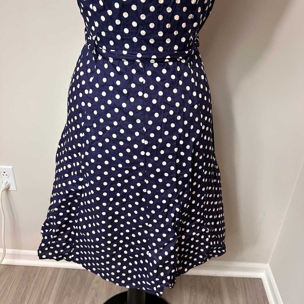 Mlle Gabrielle Navy Polka Dot Tie Dress in Size M… - image 6