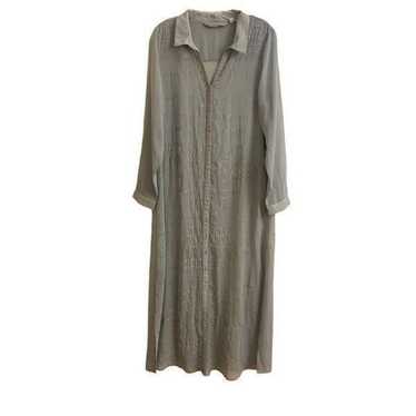 Soft Surrounding Ibiza Sheer Shirtdress Gray Embr… - image 1