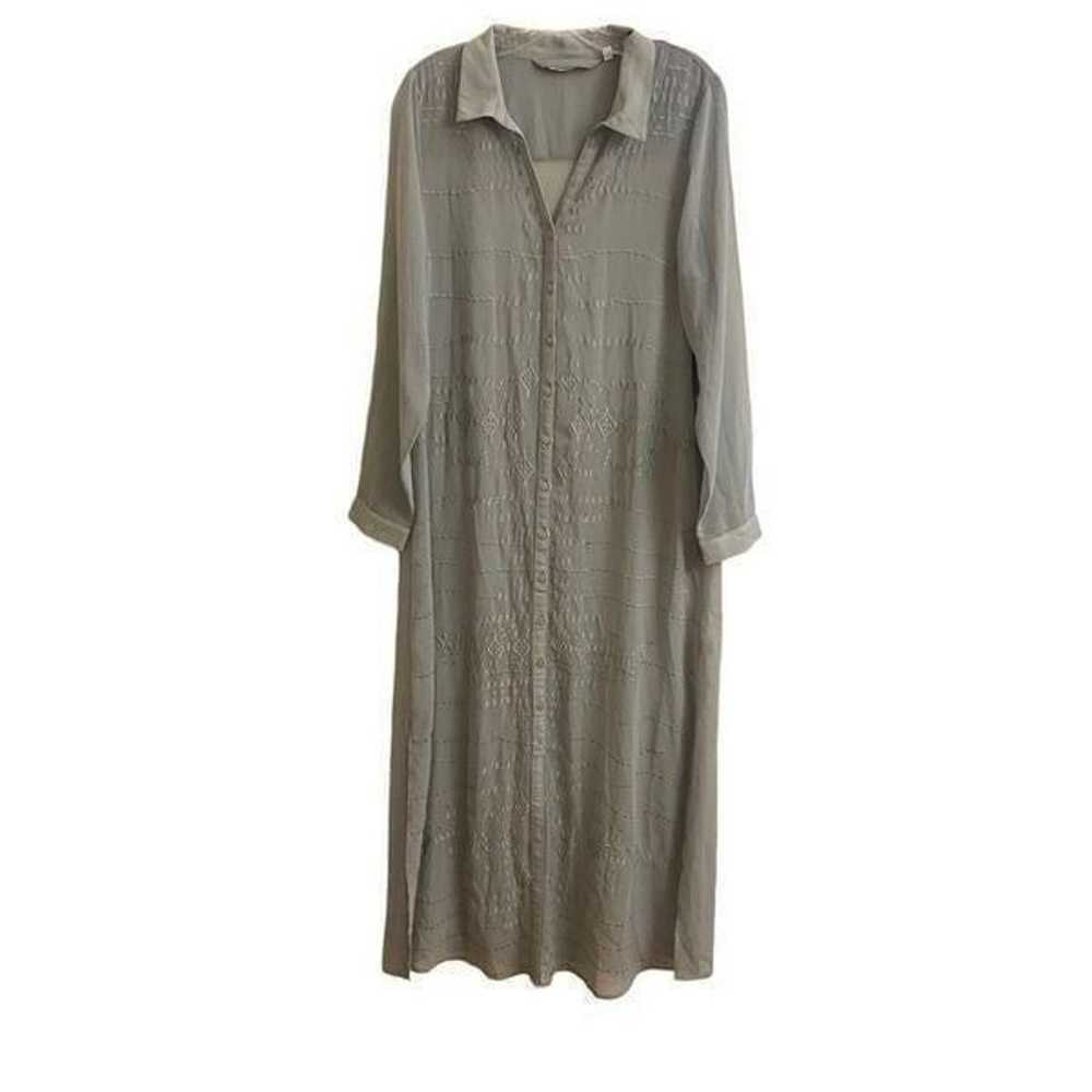 Soft Surrounding Ibiza Sheer Shirtdress Gray Embr… - image 7