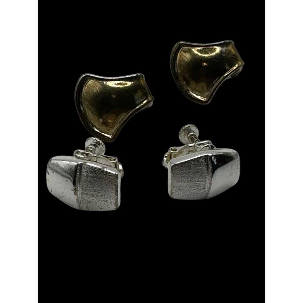 Silver & Gold Tone Clip-On Earrings. Women Jewelr… - image 5