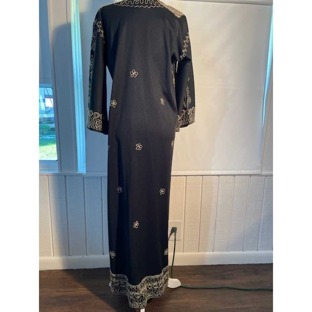 Vintage Kaftan Moroccan Style Black w/ Silver Emb… - image 6