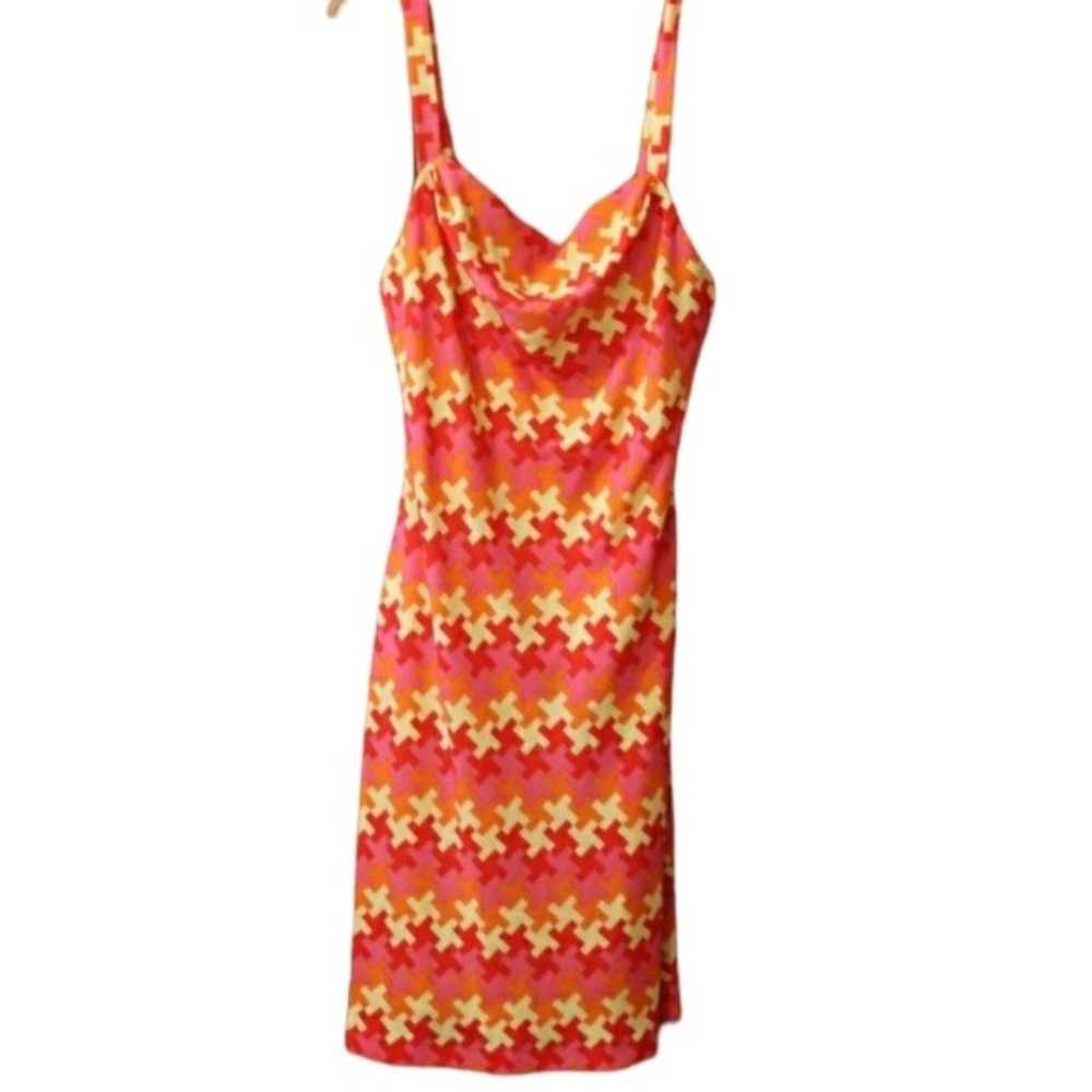 Shoshanna Pink & Orange Geometric Print Tank Midi… - image 1