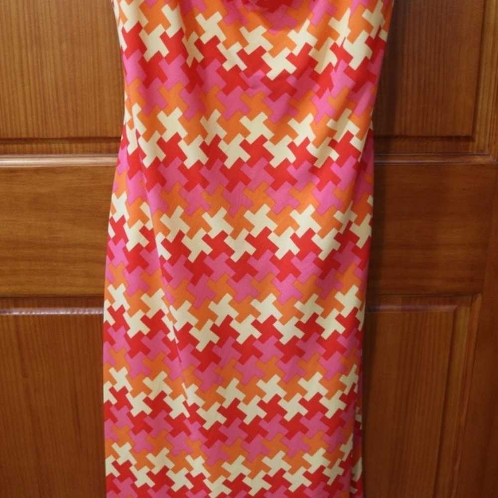 Shoshanna Pink & Orange Geometric Print Tank Midi… - image 2