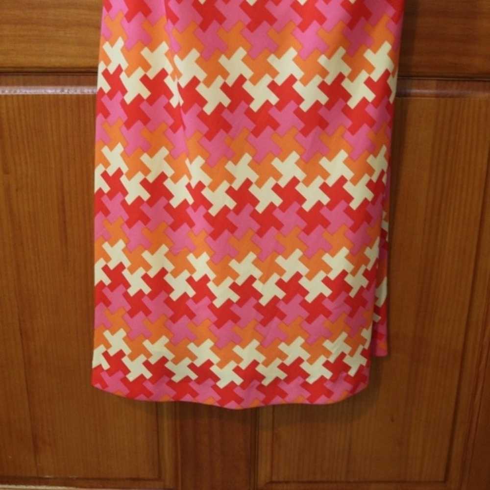 Shoshanna Pink & Orange Geometric Print Tank Midi… - image 3