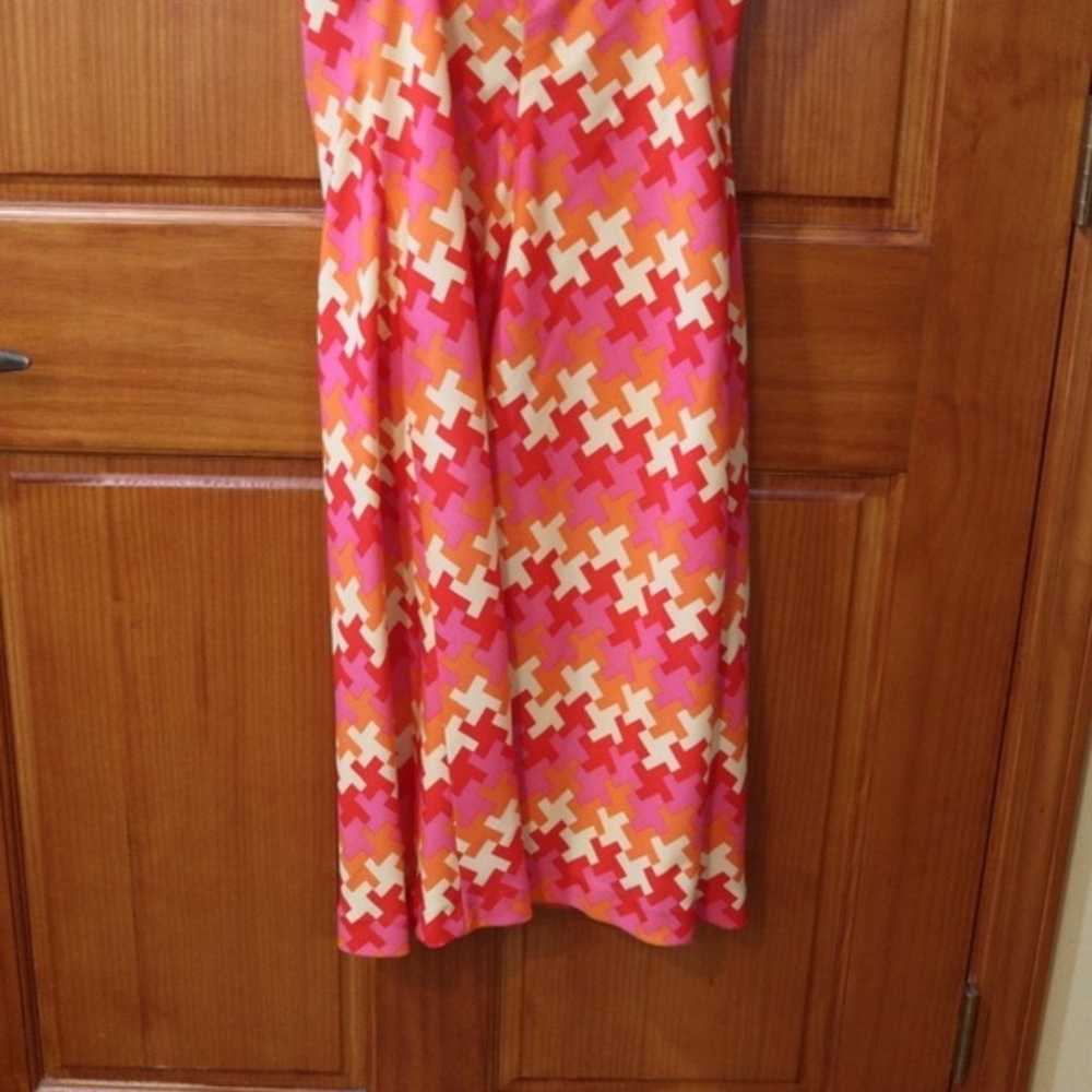 Shoshanna Pink & Orange Geometric Print Tank Midi… - image 5