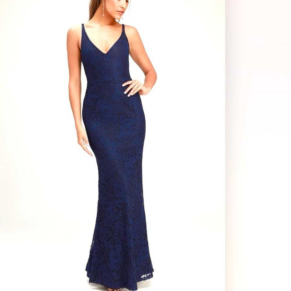 Lulus Glam Galore Navy Blue Lace Sleeveless Maxi … - image 1