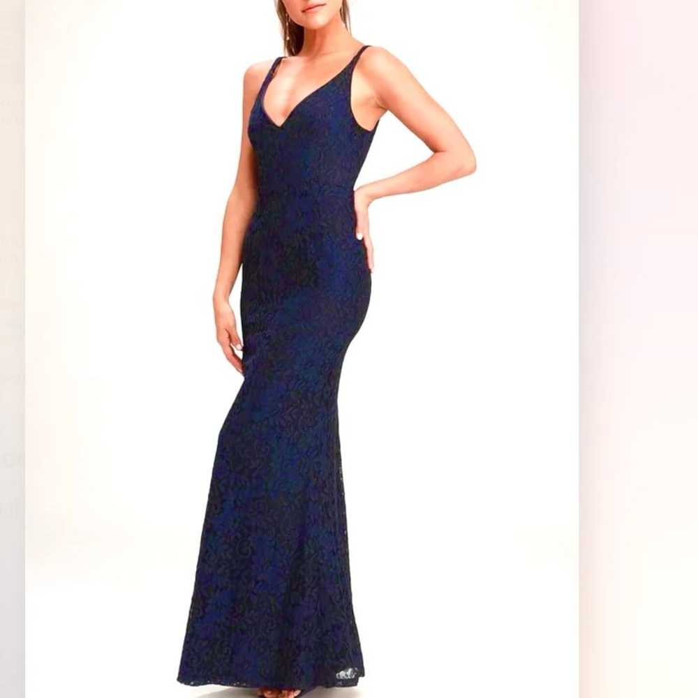 Lulus Glam Galore Navy Blue Lace Sleeveless Maxi … - image 3