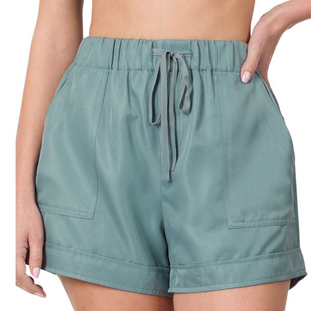 Other Zenana Blue Gray Drawstring Shorts Size Sma… - image 1